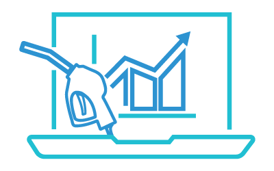 Icon of Gas nozzle with laptop chart